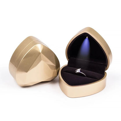 LED Lighted Jewelry Box – Heart & Square Velvet Proposal Cases