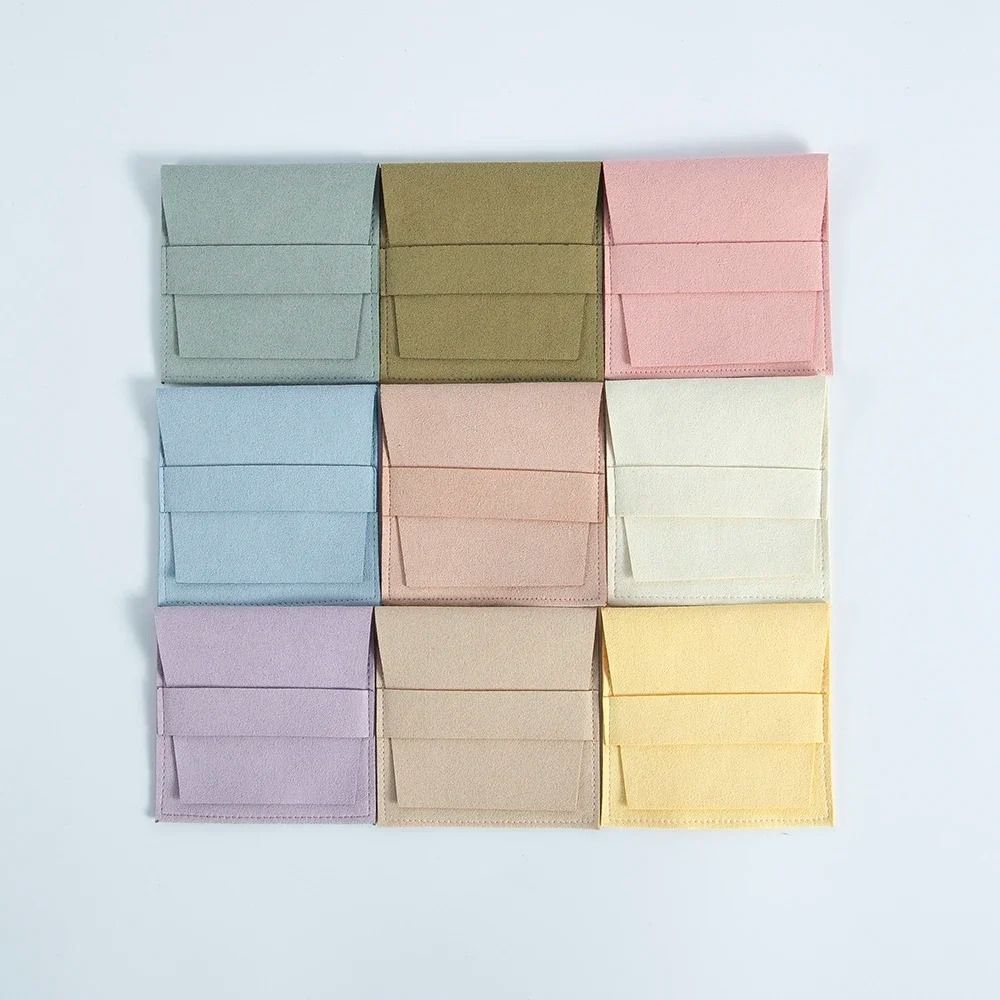 Microfiber Suede Jewelry Pouches – 5 Pcs Premium Envelope Flap Bags