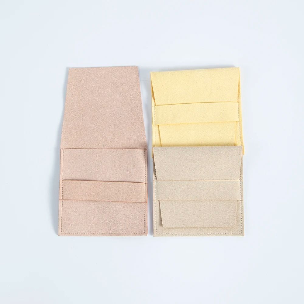 Microfiber Suede Jewelry Pouches – 5 Pcs Premium Envelope Flap Bags