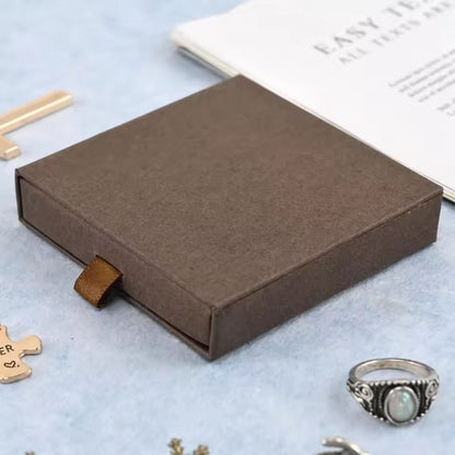 Thick Kraft Paper Drawer Jewelry Box – Minimalist Storage Case with Sponge Insert