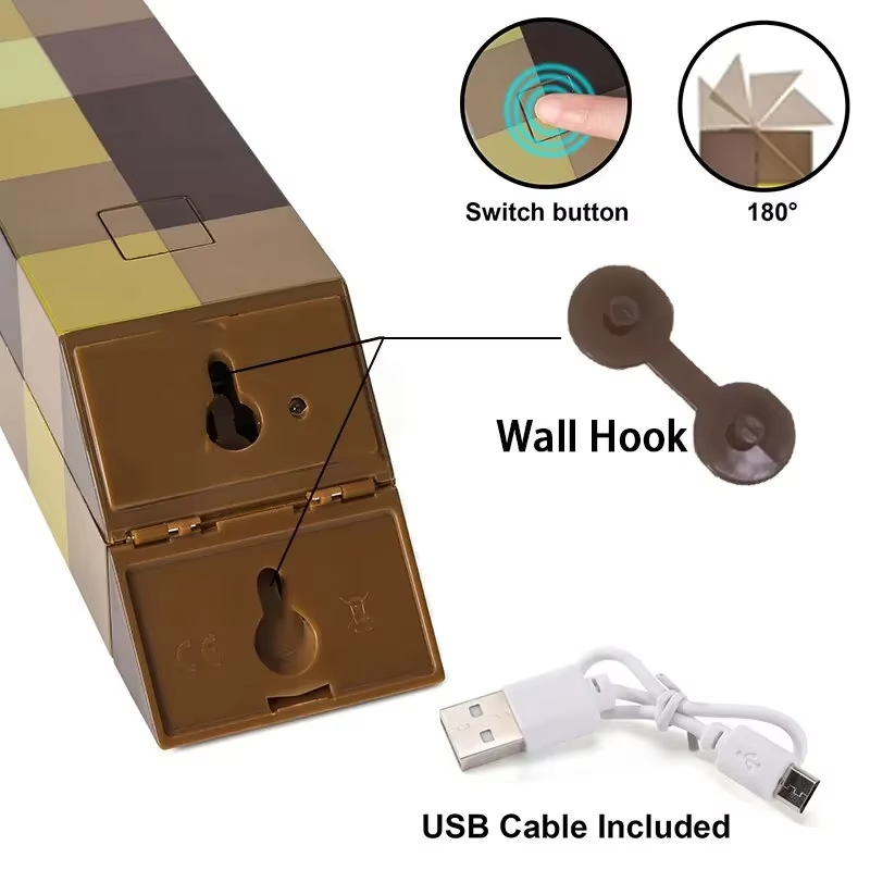 USB Rechargeable Brownstone Torch LED Night Lights Table Light for Game Room Decoration Kids Birthday Gifts