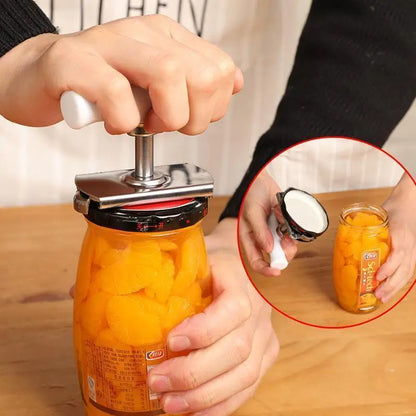 Adjustable Multi-function Bottle Cap Opener Stainless Steel Jar Lid Remover for Kitchen Labor-saving Screw.