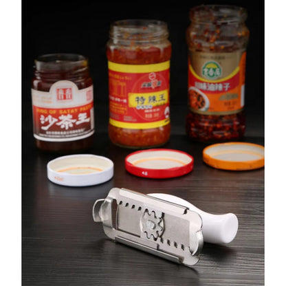 Adjustable Multi-function Bottle Cap Opener Stainless Steel Jar Lid Remover for Kitchen Labor-saving Screw.