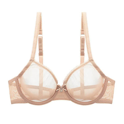 Varsbaby Breathable Sheer Mesh Underwire Bra Ultra Thin Mesh Underwire Bra Ultra Thin Unlined Comfort Bra for CDE Cups