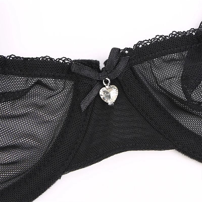 Varsbaby Breathable Sheer Mesh Underwire Bra Ultra Thin Mesh Underwire Bra Ultra Thin Unlined Comfort Bra for CDE Cups