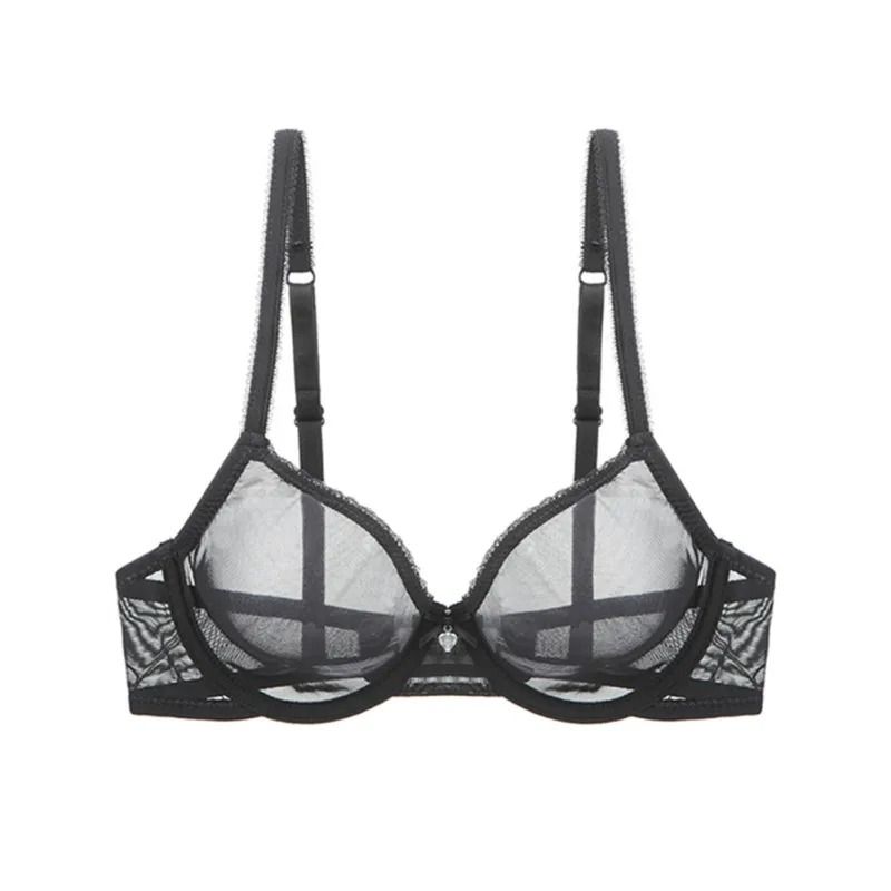 Varsbaby Breathable Sheer Mesh Underwire Bra Ultra Thin Mesh Underwire Bra Ultra Thin Unlined Comfort Bra for CDE Cups