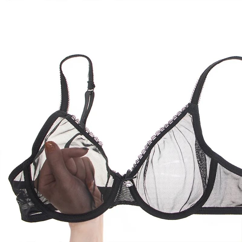 Varsbaby Breathable Sheer Mesh Underwire Bra Ultra Thin Mesh Underwire Bra Ultra Thin Unlined Comfort Bra for CDE Cups