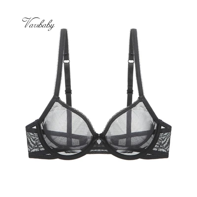Varsbaby Breathable Sheer Mesh Underwire Bra Ultra Thin Mesh Underwire Bra Ultra Thin Unlined Comfort Bra for CDE Cups