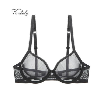 Varsbaby Breathable Sheer Mesh Underwire Bra Ultra Thin Mesh Underwire Bra Ultra Thin Unlined Comfort Bra for CDE Cups