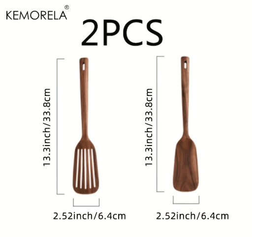 ZenCook 2-Piece Japanese Wooden Cooking Spatula Set