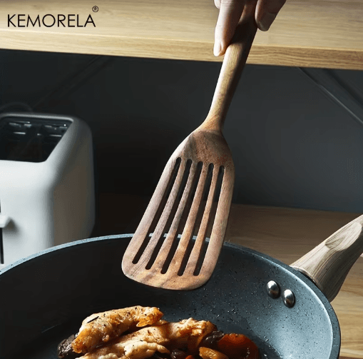 ZenCook 2-Piece Japanese Wooden Cooking Spatula Set