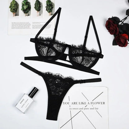 HEONYIRRY Fairy Embroidery Lace Lingerie Set – Seamless Wireless Push-Up Bra & Brief Kit