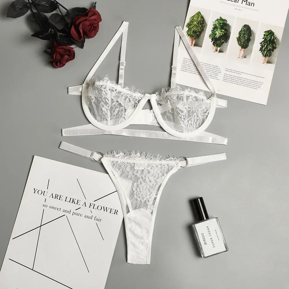 HEONYIRRY Fairy Embroidery Lace Lingerie Set – Seamless Wireless Push-Up Bra & Brief Kit