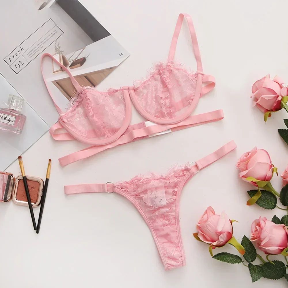 HEONYIRRY Fairy Embroidery Lace Lingerie Set – Seamless Wireless Push-Up Bra & Brief Kit