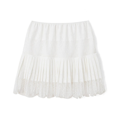 Lace Patchwork Ruffle Mini Beach Skirt