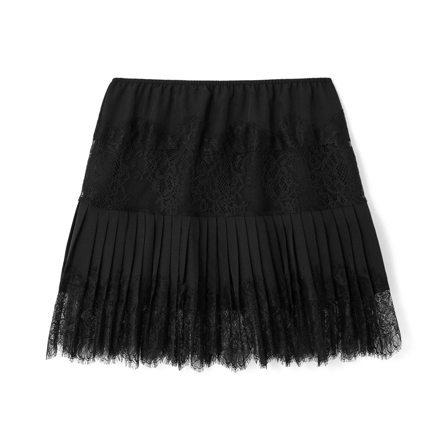 Lace Patchwork Ruffle Mini Beach Skirt