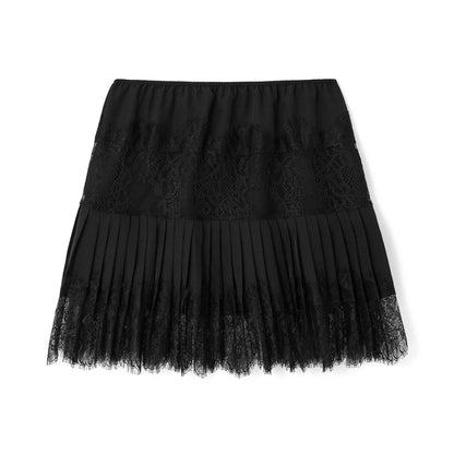 Lace Patchwork Ruffle Mini Beach Skirt