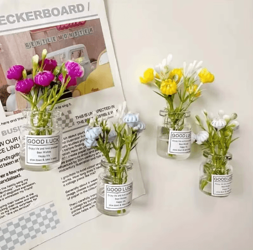 8PCS Mini Vase Magnets Set – Cute 3D Refrigerator Magnets for Kitchen Fridge Decor
