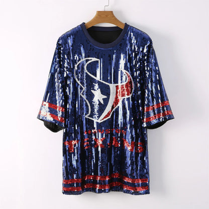Blue Sequin Game Day Dress – Sparkly Football Party Outfit for Women