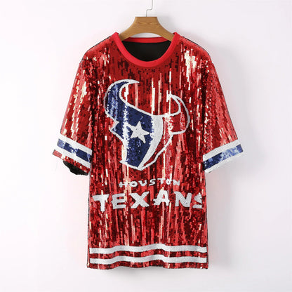 Blue Sequin Game Day Dress – Sparkly Football Party Outfit for Women