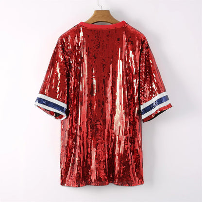 Blue Sequin Game Day Dress – Sparkly Football Party Outfit for Women