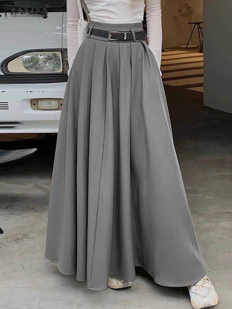 High Waist Pleated Maxi Skirt for Women