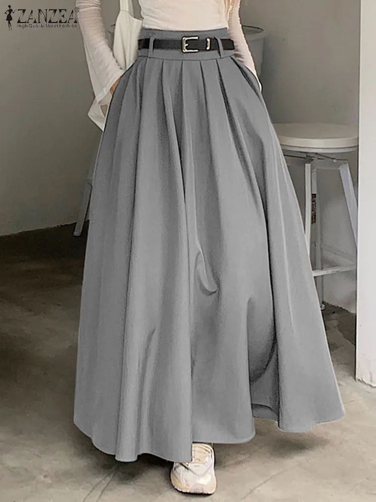 High Waist Pleated Maxi Skirt for Women