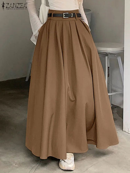 High Waist Pleated Maxi Skirt for Women