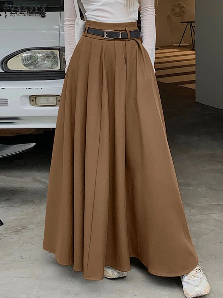 High Waist Pleated Maxi Skirt for Women