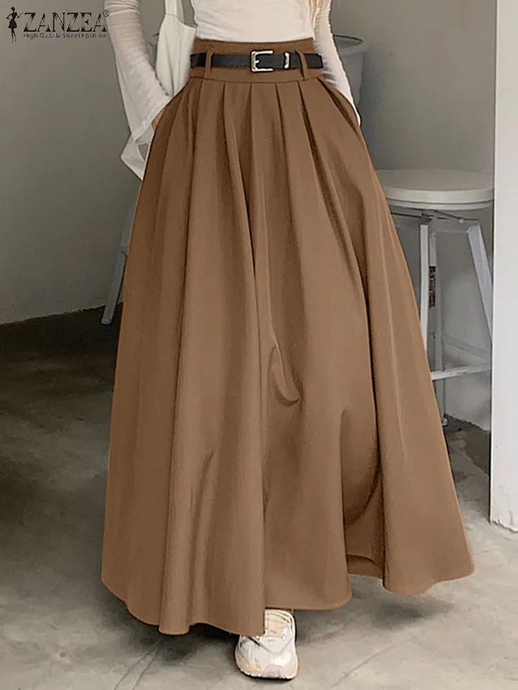 High Waist Pleated Maxi Skirt for Women