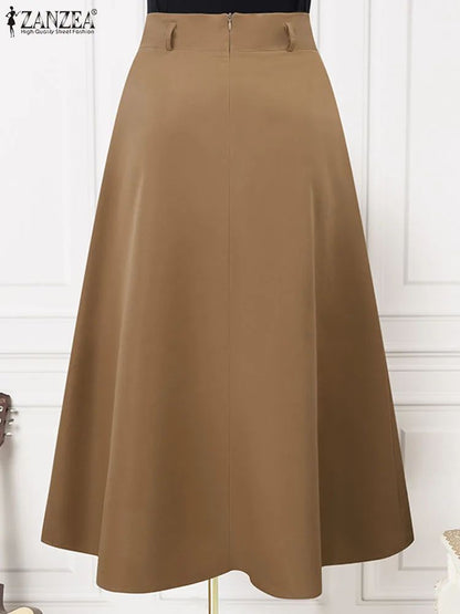 High Waist Pleated Maxi Skirt for Women