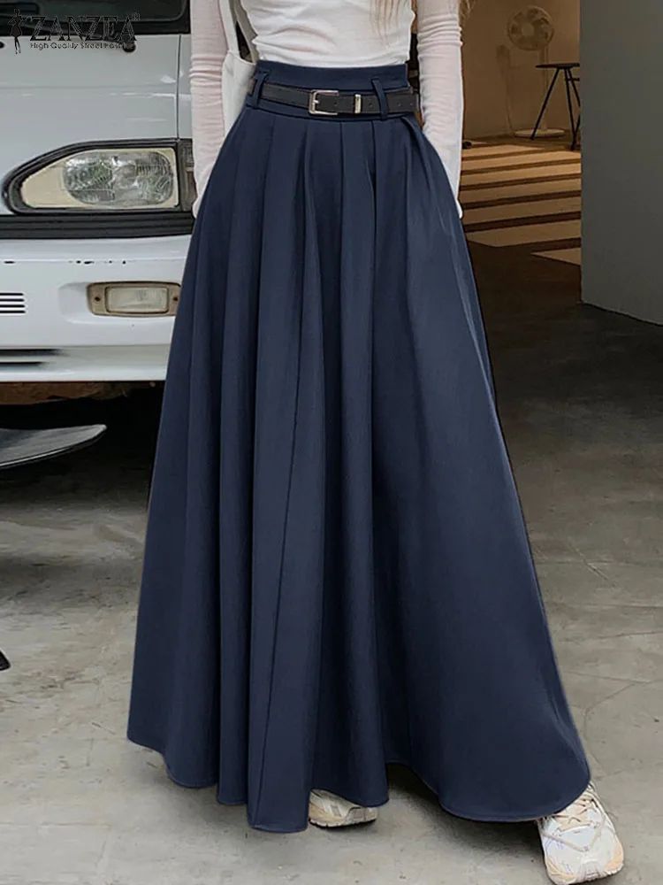 High Waist Pleated Maxi Skirt for Women
