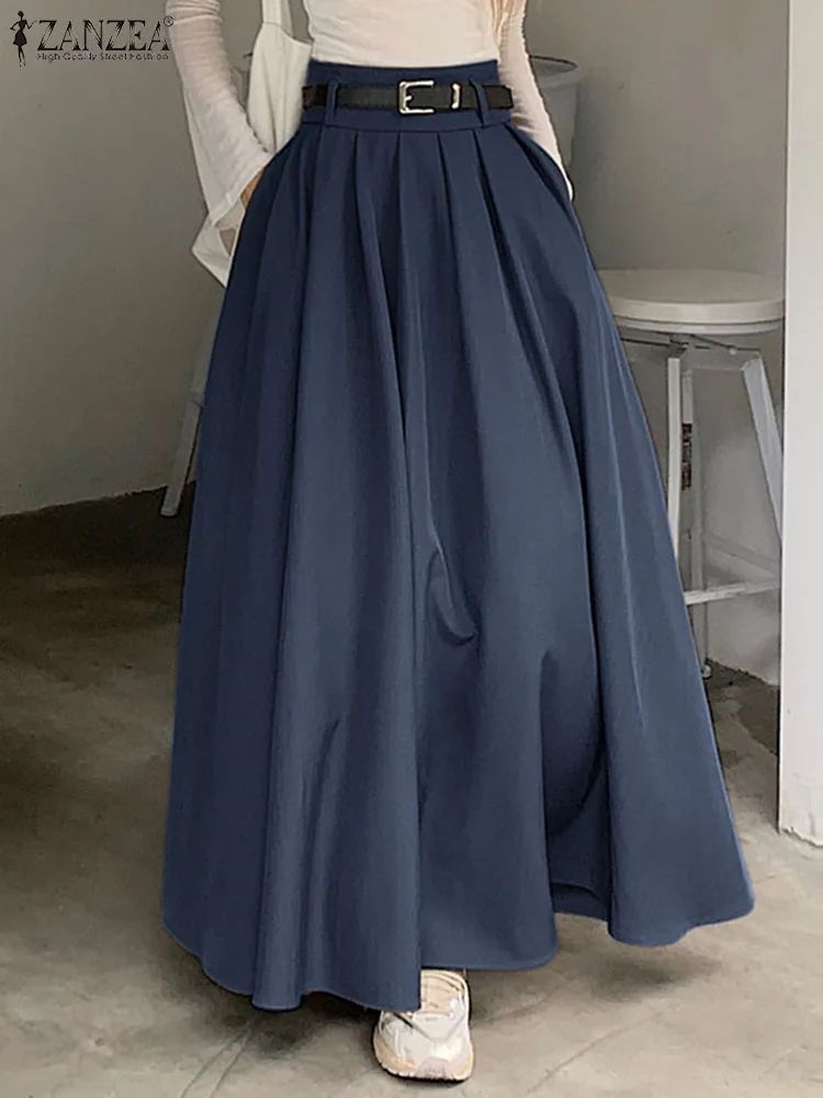High Waist Pleated Maxi Skirt for Women