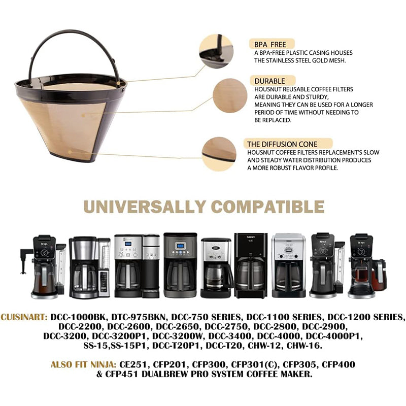 Reusable Cone Coffee Filter for Ninja Coffee Bar Brewer Permanent Basket