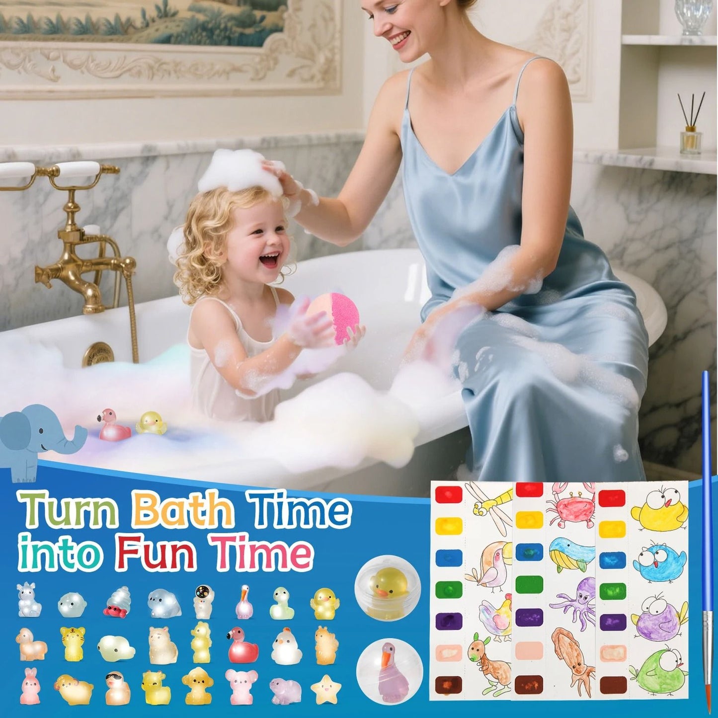 Glow Surprise Kids Bath Bomb Set – 24 Pc Natural Organic Bath Fizzies with Toys Inside
