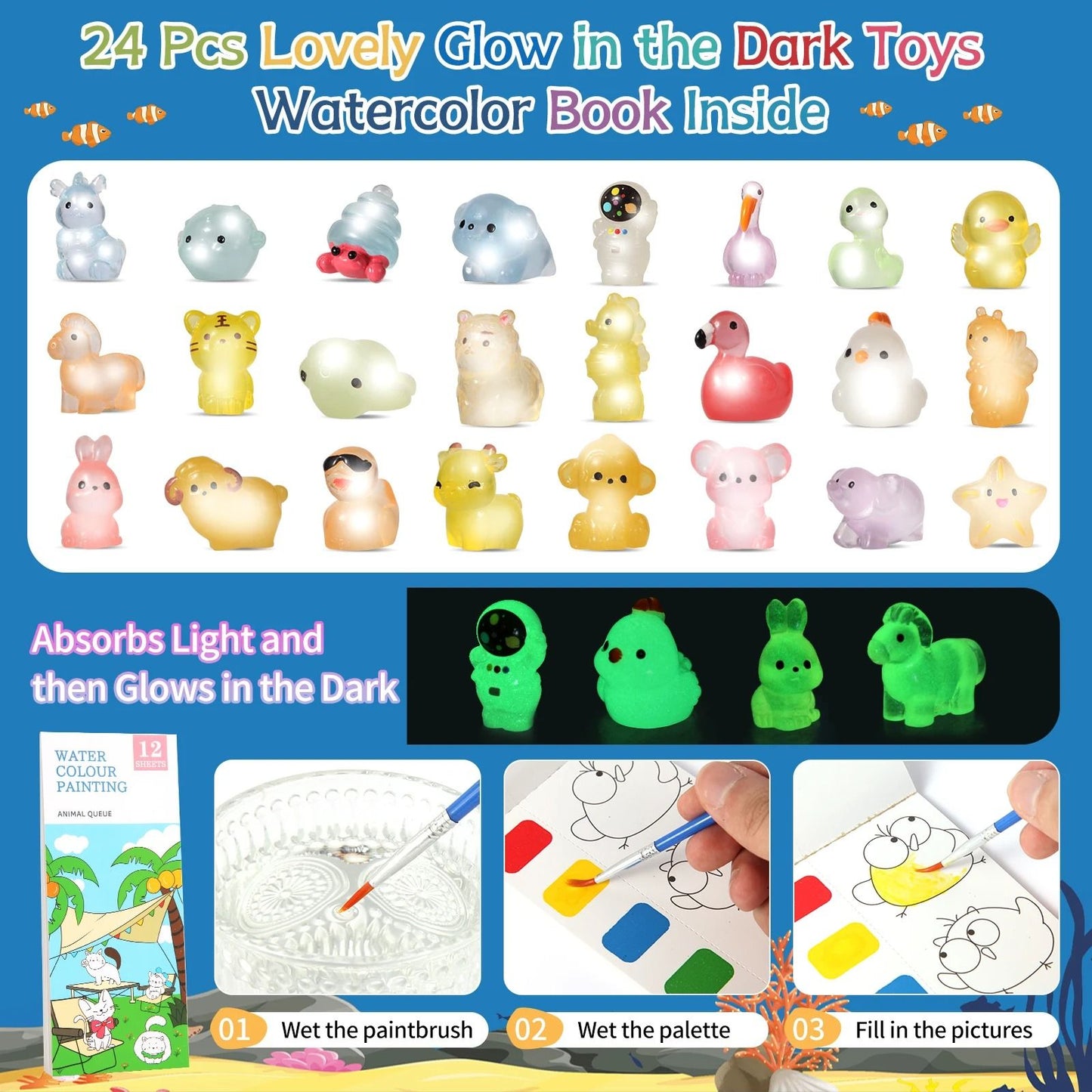 Glow Surprise Kids Bath Bomb Set – 24 Pc Natural Organic Bath Fizzies with Toys Inside