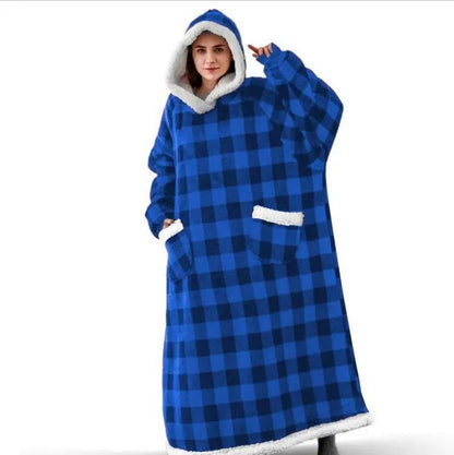 Oversized Hoodie Blanket with Sleeves - Super Long Hooded Fleece TV Blanket for Cozy Winter Lounging