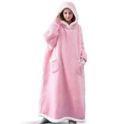 Oversized Hoodie Blanket with Sleeves - Super Long Hooded Fleece TV Blanket for Cozy Winter Lounging