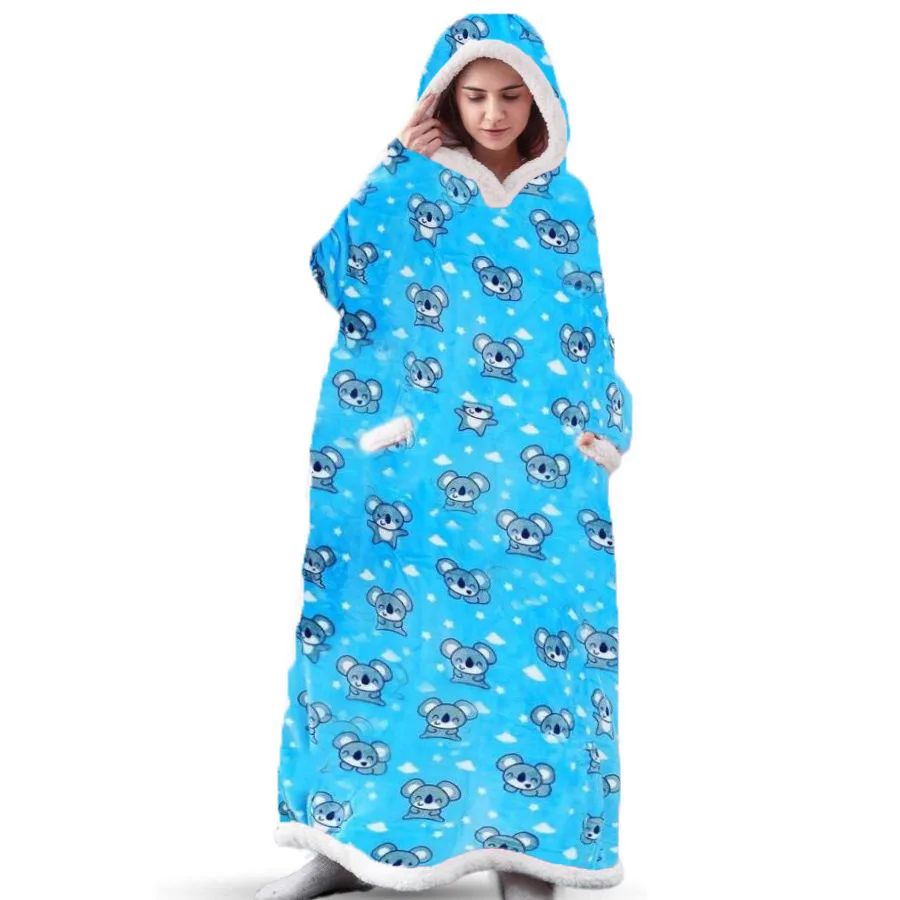 Oversized Hoodie Blanket with Sleeves - Super Long Hooded Fleece TV Blanket for Cozy Winter Lounging