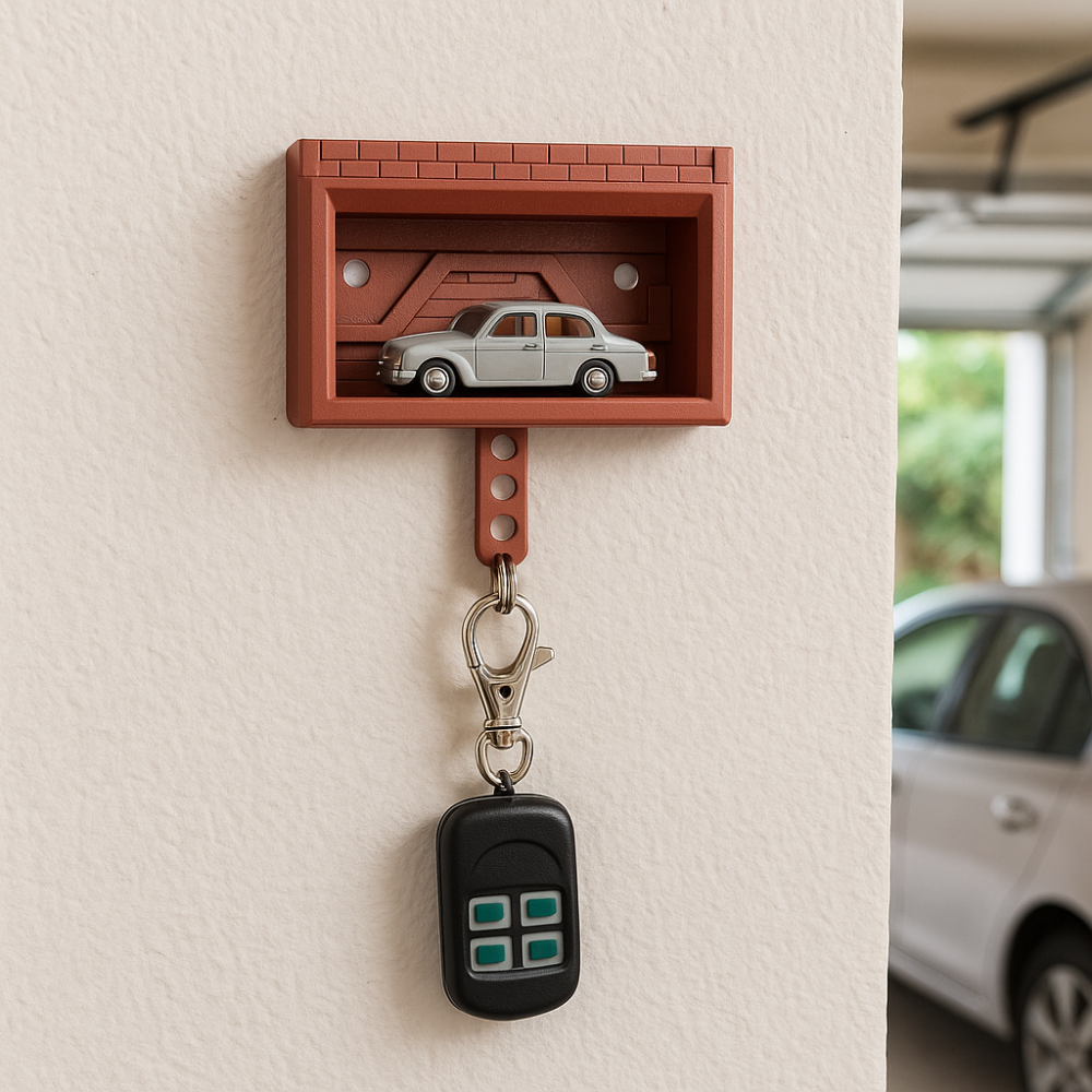 Multifunctional Funny Wall Mount Key Rack, Creative Car Garage Key Holder with Opening Door