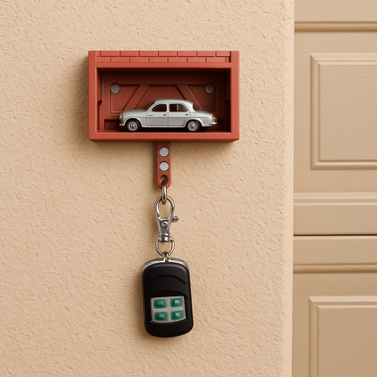 Multifunctional Funny Wall Mount Key Rack, Creative Car Garage Key Holder with Opening Door