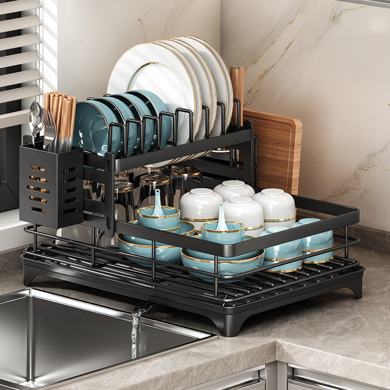 Stainless Steel Dish Drying Rack Adjustable Kitchen Plates Organizer with Drainboard Over Sink Storage Plate Drainer