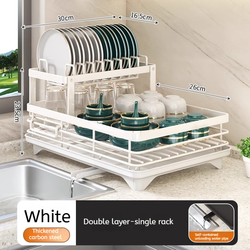 Stainless Steel Dish Drying Rack Adjustable Kitchen Plates Organizer with Drainboard Over Sink Storage Plate Drainer