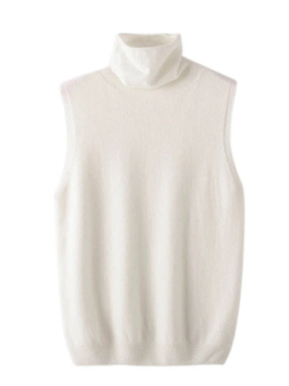 Womens 100% Merino Wool Turtleneck Vest – Sleeveless Knit Pullover & Waistcoat for Spring, Autumn & Winter