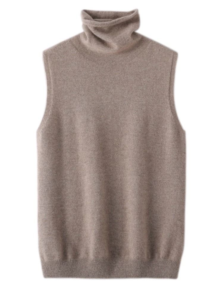 Womens 100% Merino Wool Turtleneck Vest – Sleeveless Knit Pullover & Waistcoat for Spring, Autumn & Winter