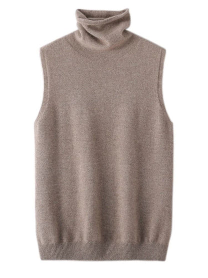 Womens 100% Merino Wool Turtleneck Vest – Sleeveless Knit Pullover & Waistcoat for Spring, Autumn & Winter