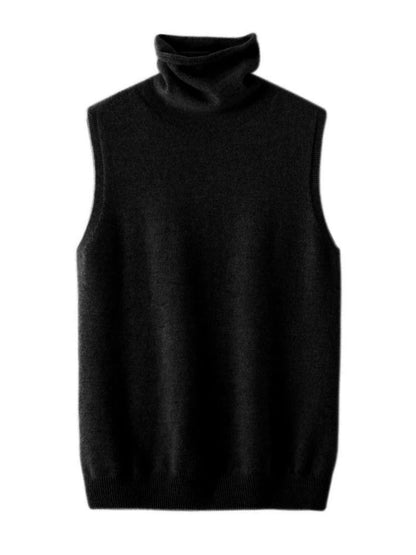 Womens 100% Merino Wool Turtleneck Vest – Sleeveless Knit Pullover & Waistcoat for Spring, Autumn & Winter