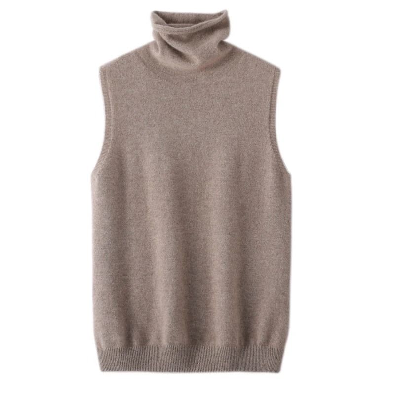 Womens 100% Merino Wool Turtleneck Vest – Sleeveless Knit Pullover & Waistcoat for Spring, Autumn & Winter