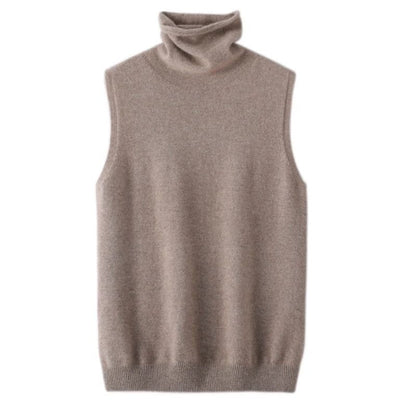Womens 100% Merino Wool Turtleneck Vest – Sleeveless Knit Pullover & Waistcoat for Spring, Autumn & Winter