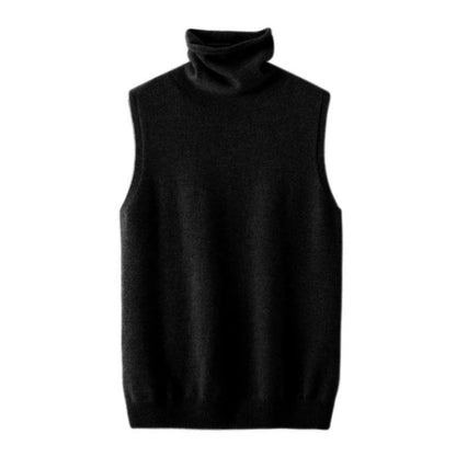 Womens 100% Merino Wool Turtleneck Vest – Sleeveless Knit Pullover & Waistcoat for Spring, Autumn & Winter